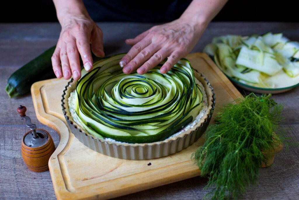 tartă cu ricotta și zucchini